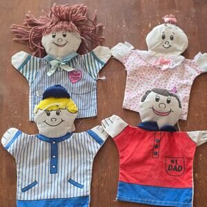 Vintage hand puppets family